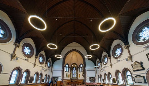 church lighting installation